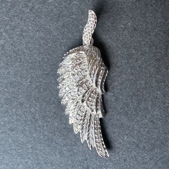 REAL DIAMONDS in STERLING SILVER BIRD / ANGEL WING PENDANT Vintage Estate 925 - Picture 2 of 13